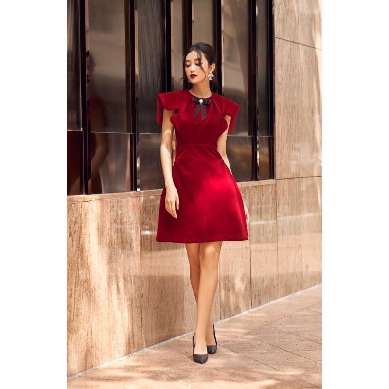 Đầm cánh bướm nhung đỏ Hoivu S