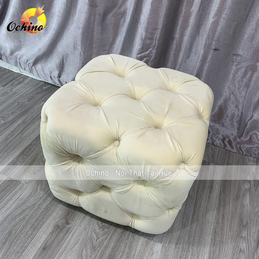 Đôn Vuông sofa Phòng khách Nhún cổ điển cao cấp rộng 50 và cao 40 ( Đủ Màu)