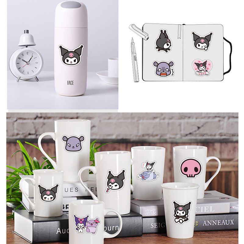 Set 50 nhãn dán hình Kuromi bằng PVC chống thấm nước trang trí cho xe đạp/vali/ván trượt DIY