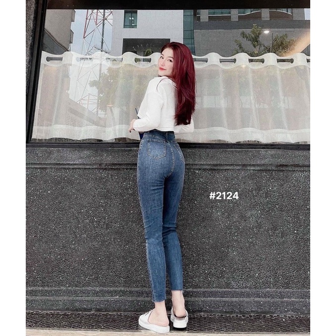 Bigsize (31-35) QUẦN JEANS ÔM BODY LƯNG CAO SIÊU CO GIÃN VNXKFresship size lớn Rách Gối - TC Shop Jeans Ms 2129