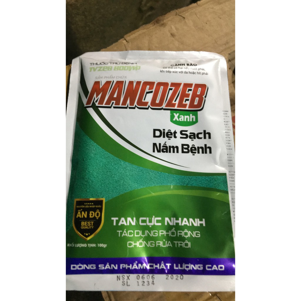 Sản phẩm bảo vệ cây trồng Mancozeb Xanh gói 100gr