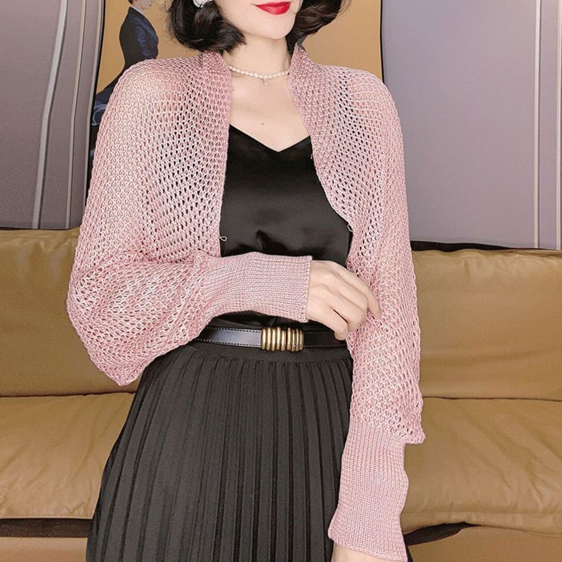 Áo Choàng Dệt Kim Chống Nắng Màu Trơn Kiểu Cổ Điển Thời Trang Xuân Hè Cho Nữ