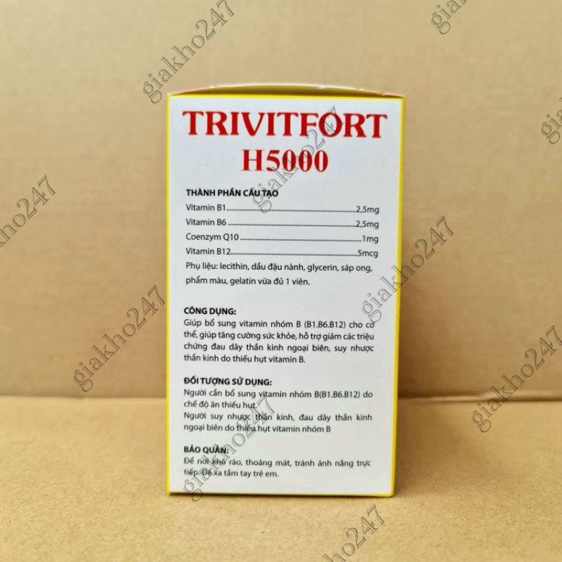 TRIVITFORT H5000 giúp bổ sung vitamin B1, B6, B12 cho cơ thể
