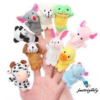 Jry₪Role Play Finger Puppets Cloth Plush Doll Baby Educational Hand Cartoon Animal Toys 10 pcs