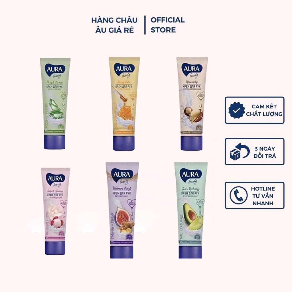 Kem Tay Aura Dưỡng Da Tay, Nhiều Màu Sắc, Chăm Sóc Da Tay Mềm Mại 75ml