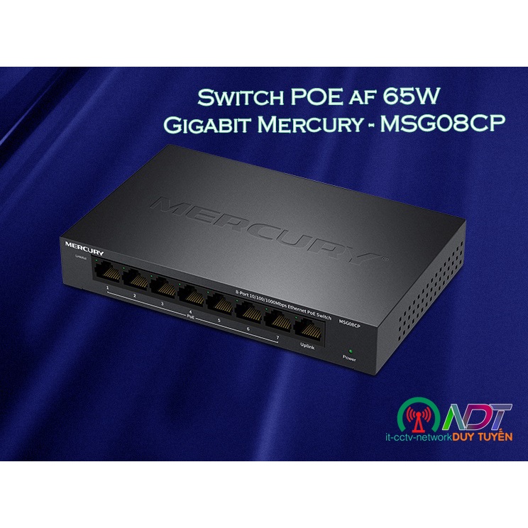 ✅ Switch POE af 65W - Gigabit Mercury  MSG08CP / Fast FSG08CP 8 Cổng Vỏ Thép - Chia Mạng Lan , poe  wifi , camera