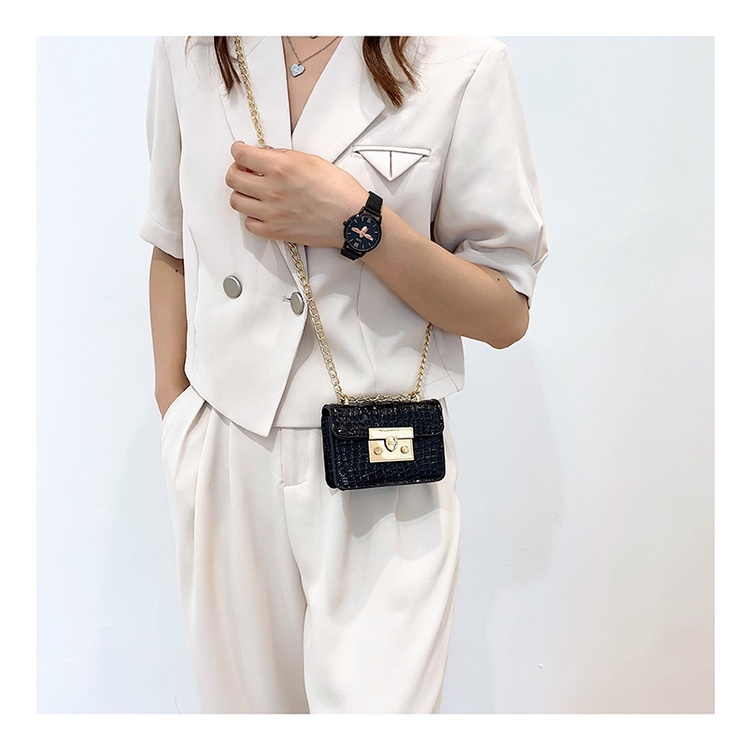 Túi đeo chéo JASMIN NOIR giả da cá sấu thời trang cho nữ