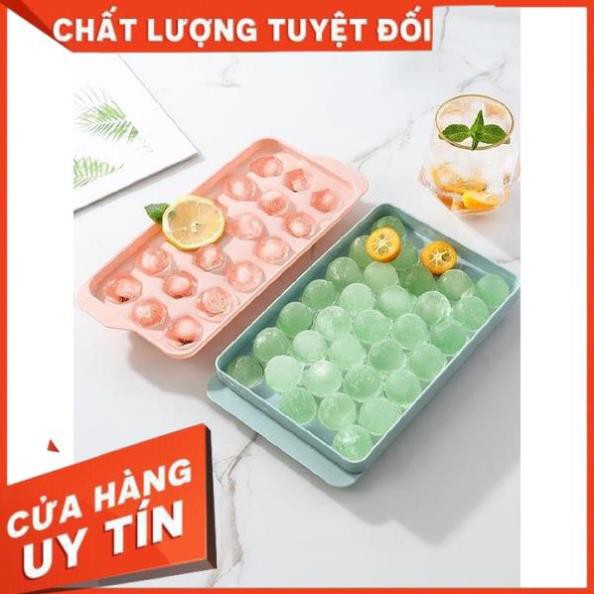 Sale Sốc - Khay làm đá viên, khuôn lam thạch hình tròn có nắp đậy. . Siroshop.