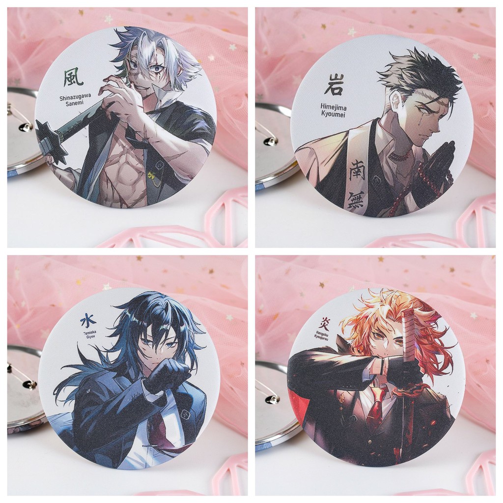 Huy hiệu cài áo IN HÌNH Kimetsu no Yaiba Thanh gươm diệt quỷ anime chibi dễ thương tiện lợi 02