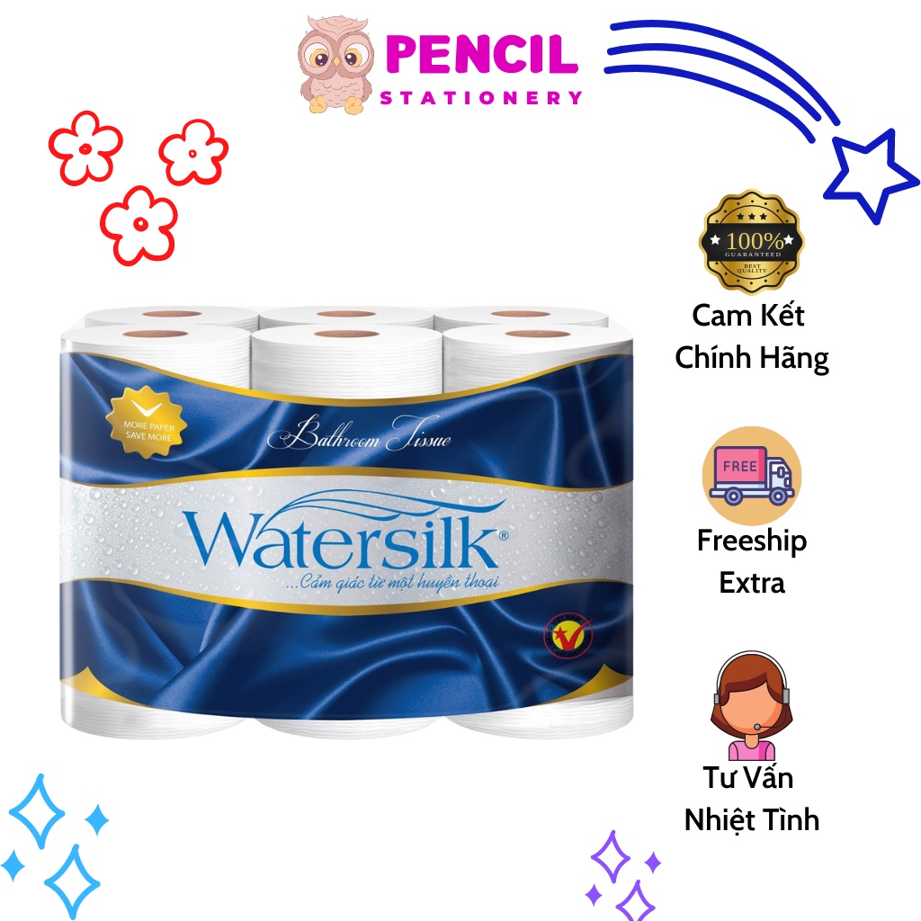 Giấy Vệ Sinh Watersilk 10 Cuộn 12 Cuộn/Túi Có Lõi Cao Cấp