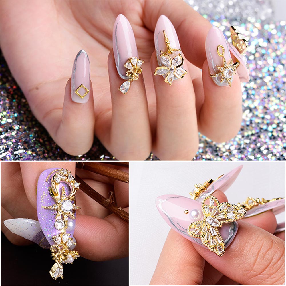 Phụ Kiện Trang Trí Móng Tay Nghệ Thuật 3d Hình Trăng Sao Lấp Lánh