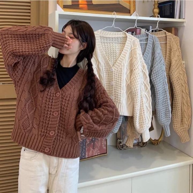 Áo cardigan len vặn thừng