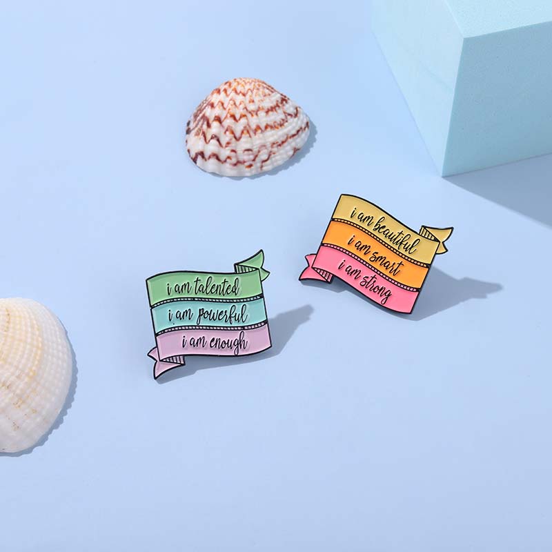 Huy hiệu cài áo thiết kế họa tiết chữ cái I Am tráng men thời trang unisex