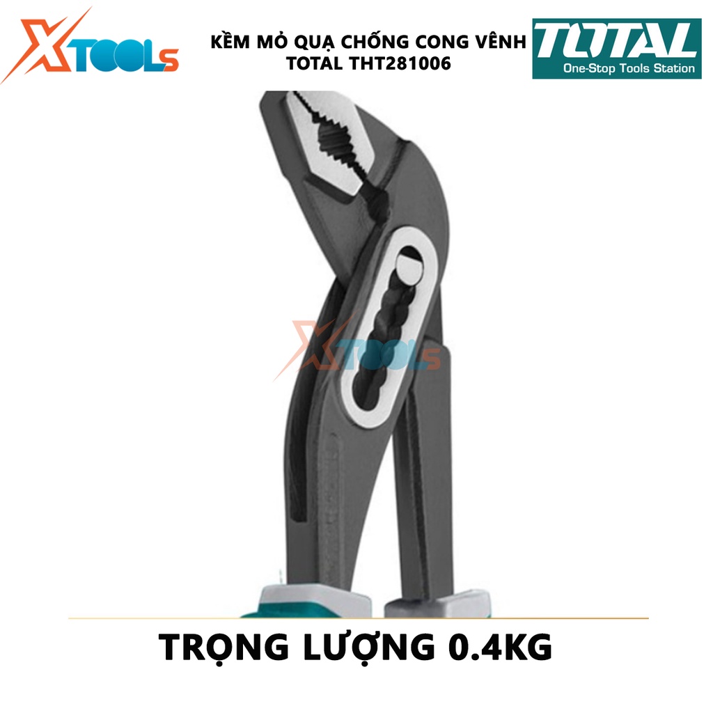 Kềm mỏ quạ TOTAL THT281006 Kìm mỏ quạ Kích thước 25x10x5cm chống gỉ sét, cách điện 1000V hỗ trợ cắt, kẹp các chi tiết kh