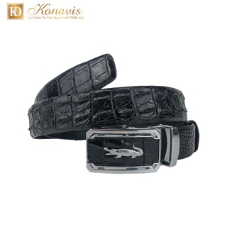 Dây nịt nam - Thắt lưng da cá sấu Konavis thật bản ghép nhỏ 3.5Cm làm từ cá sấu nguyên con - CB02