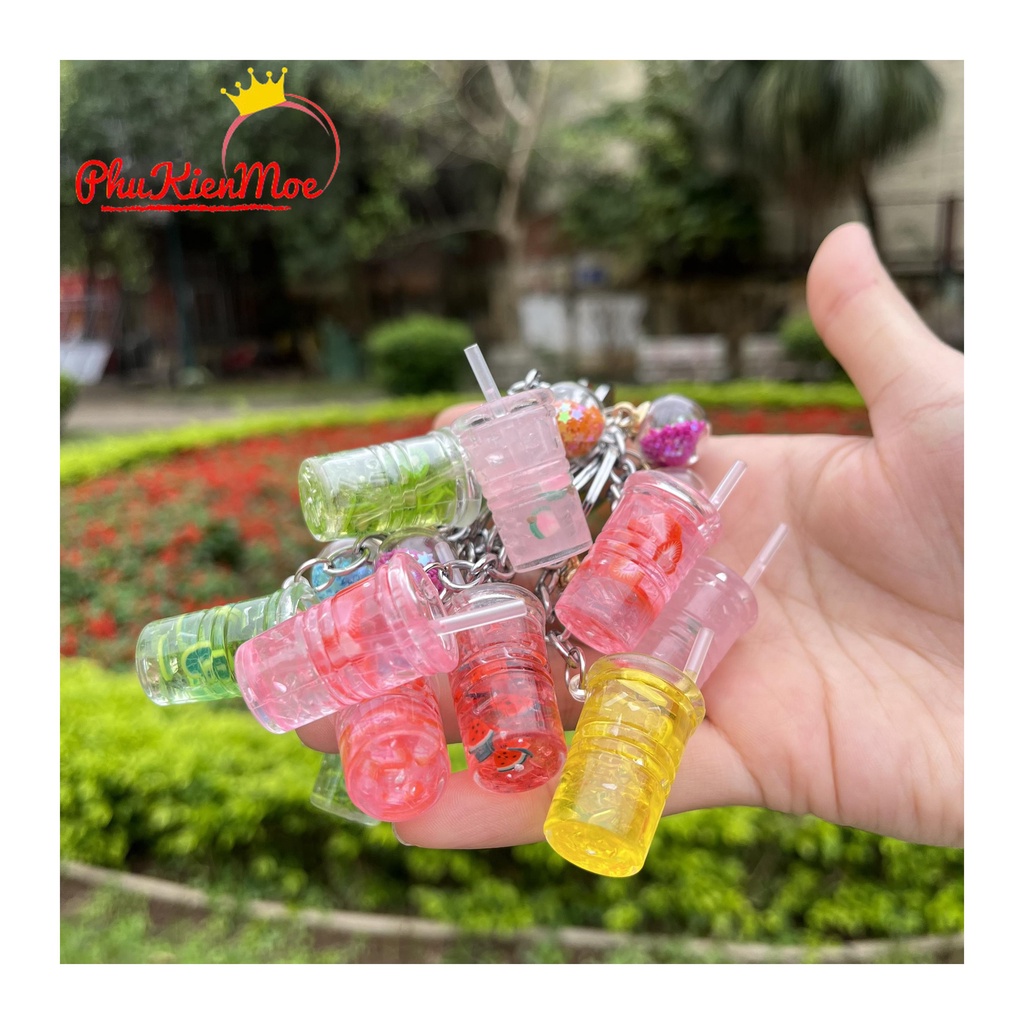 Móc khóa trà sữa mini nhiều màu Phukienmoe handmade
