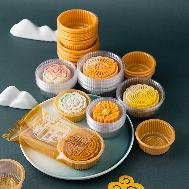 Set 100 Giá Đỡ Bánh Trung Thu Hình Tròn / Vuông Bằng Nhựa Độc Đáo Trang Trí Tiệc Cưới