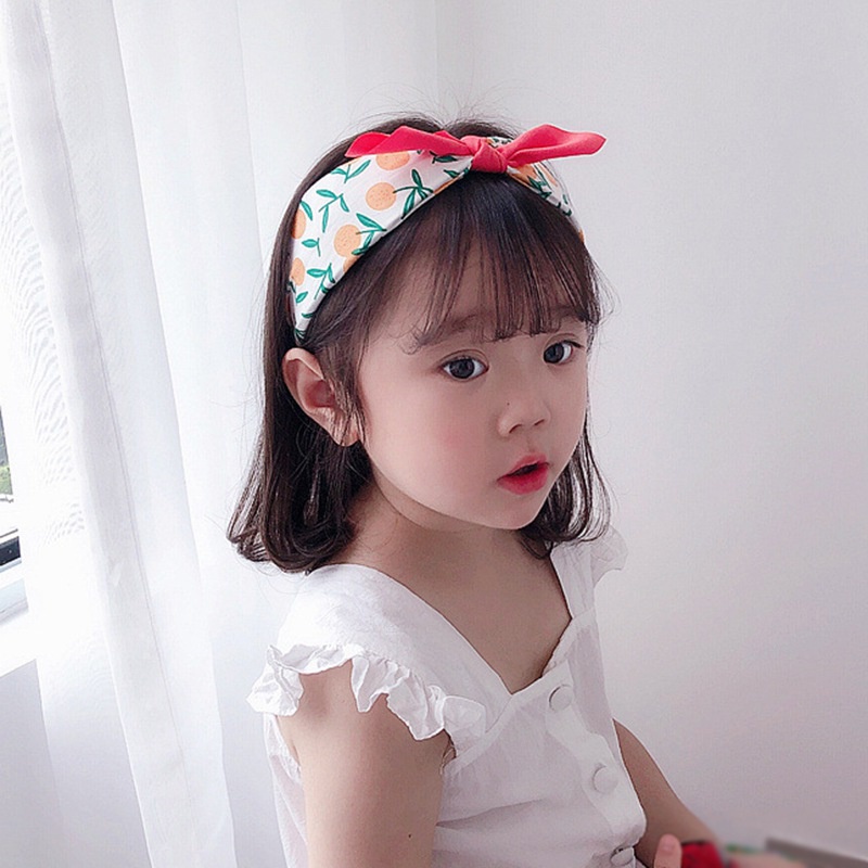 Băng Đô Cài Tóc Thắt Nơ In Họa Tiết Trái Cây Màu Sắc Xinh Xắn Phong Cách Hàn Quốc Cho Bé