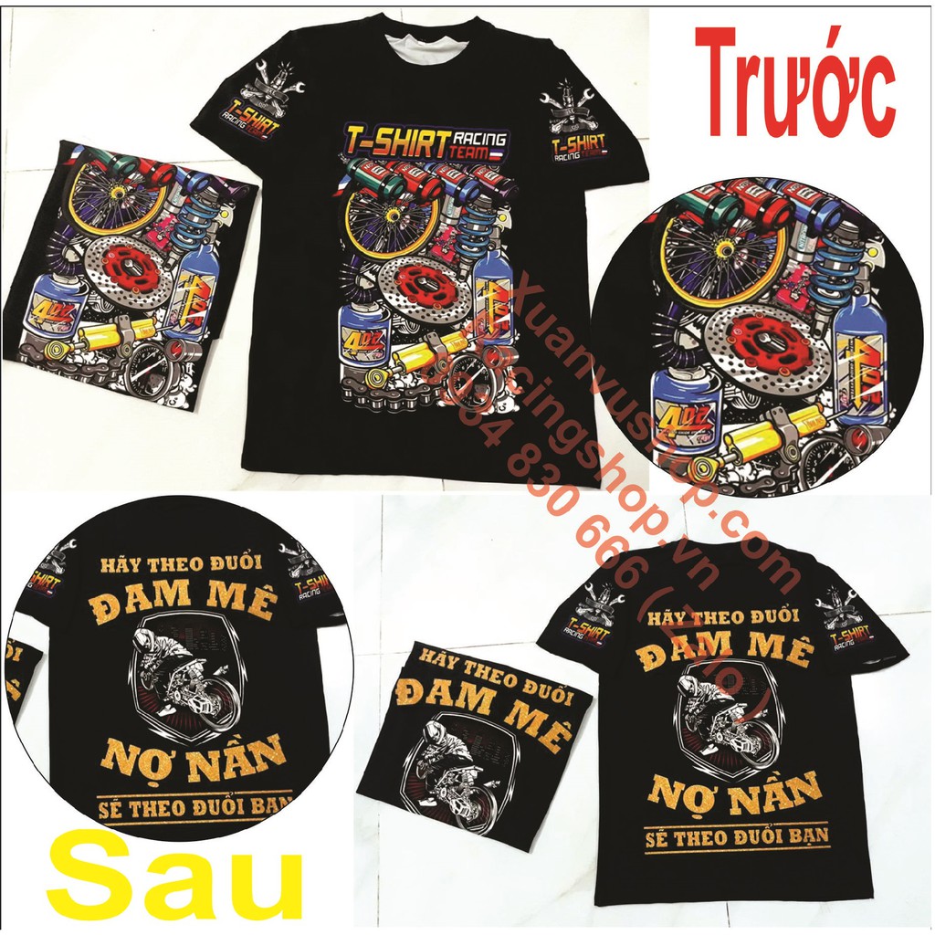 Áo thun đua RACING -  DRAG - Tem Xe  [ TSHIRT RACING TEAM ] NHIỀU MẪU  Bảo Hành Bong Tróc Trọn Đời . [ FREE SHIP ]