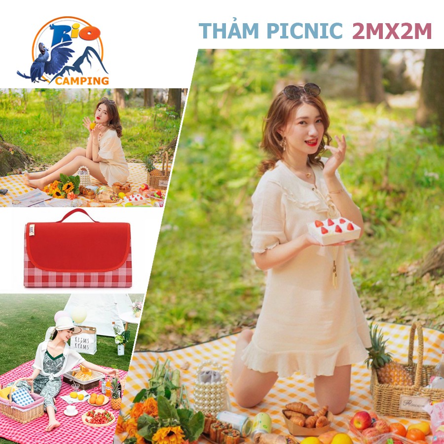 Thảm picnic thảm decor dã ngoại cao cấp chụp ảnh cực đẹp gấp gọn dễ dàng mang theo