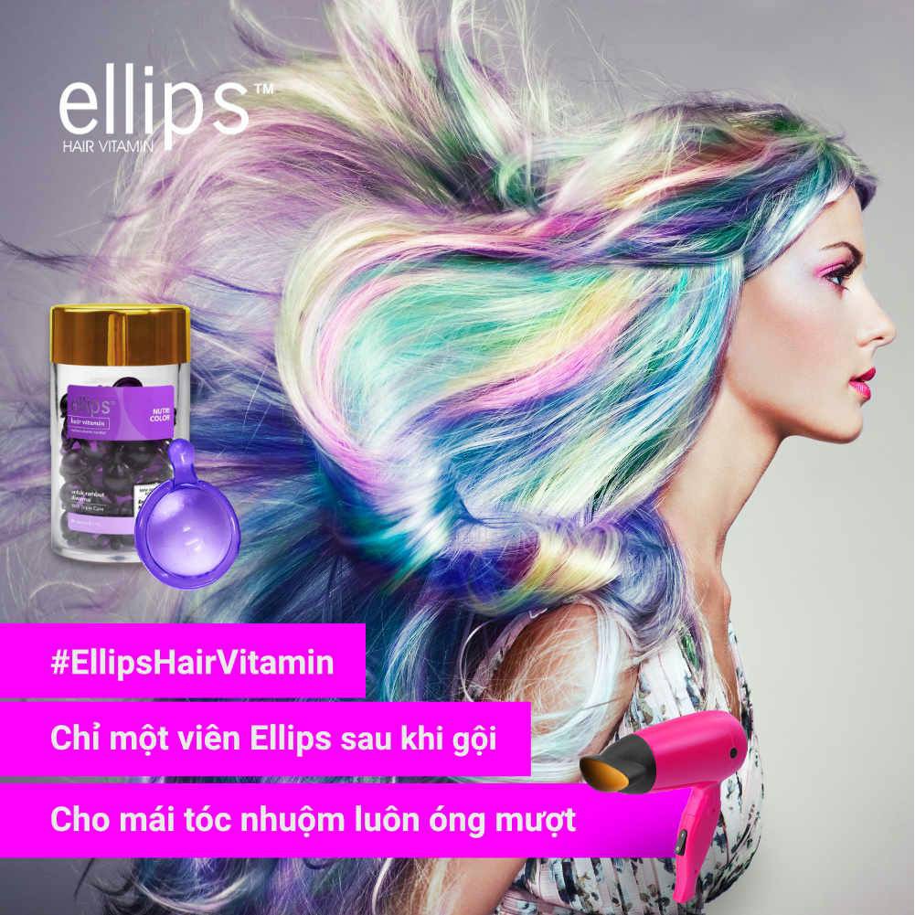 Viên dưỡng tóc Ellips dầu cá ellips phục hồi dành cho tóc nhuộm 1ml * 6 viên