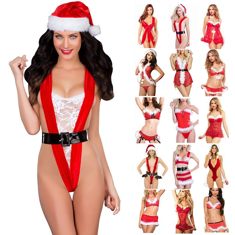 Bộ Đồ Lót Hóa Trang Kiểu Giáng Sinh Màu Đỏ Lưng 2Li