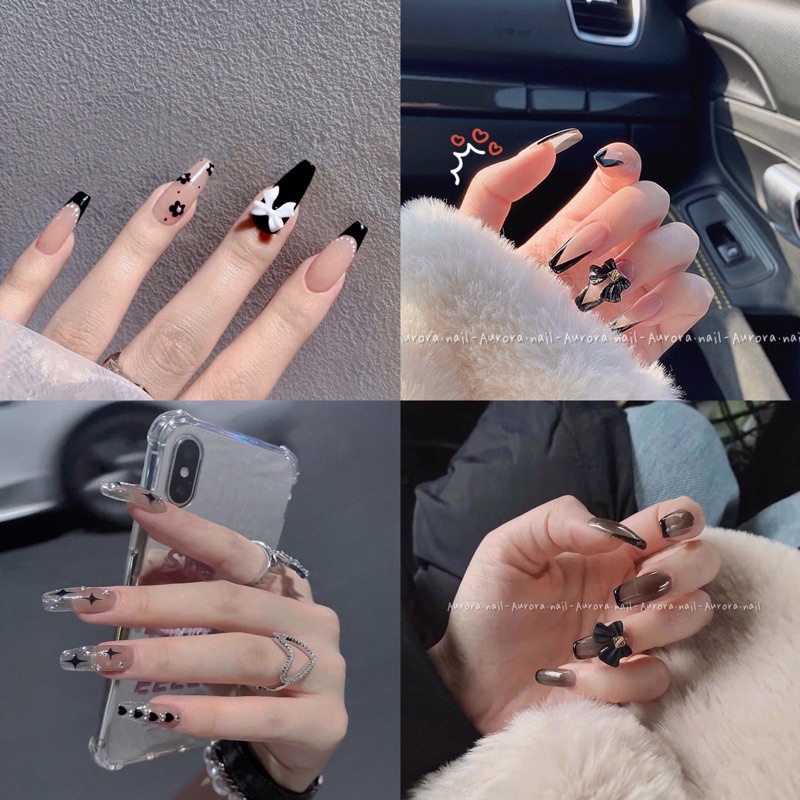 Set 24 nail giả form dài móng tay giả hàn quốc phù hợp mọi kích cỡ