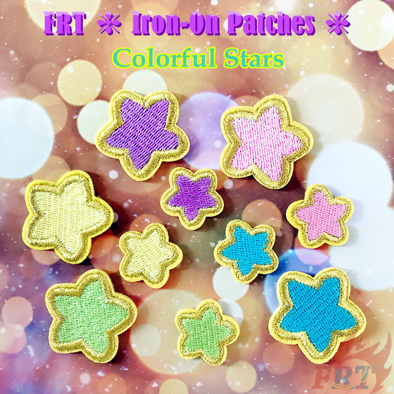 Miếng dán ủi họa tiết ngôi sao năm cánh nhiều màu sắc DIY