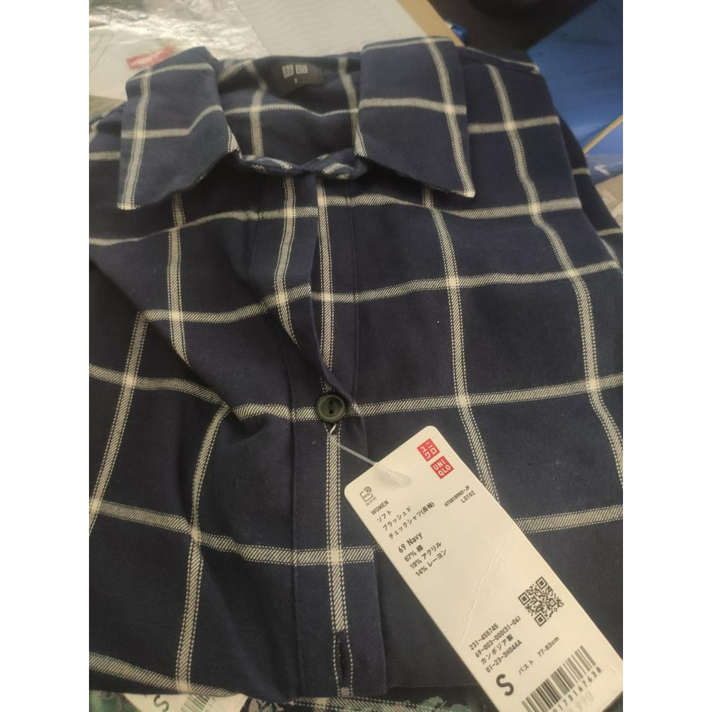 Sơ mi Sorf Brush kẻ caro nữ Uniqlo tag nhật