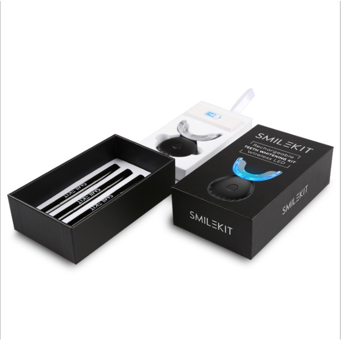 Máy tẩy trắng răng SMILEKIT PRO S5 cao cấp - Thân máy cảm ứng hồng ngoại, hệ thống 16 đèn ánh sáng xanh + 4 bút GEL