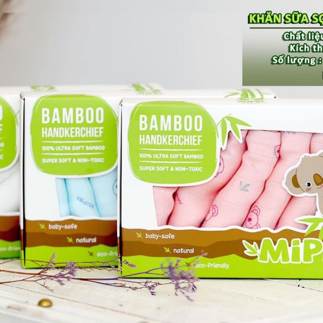 Khăn sữa cao cấp 100% sợi tre Mipbi Việt Nam