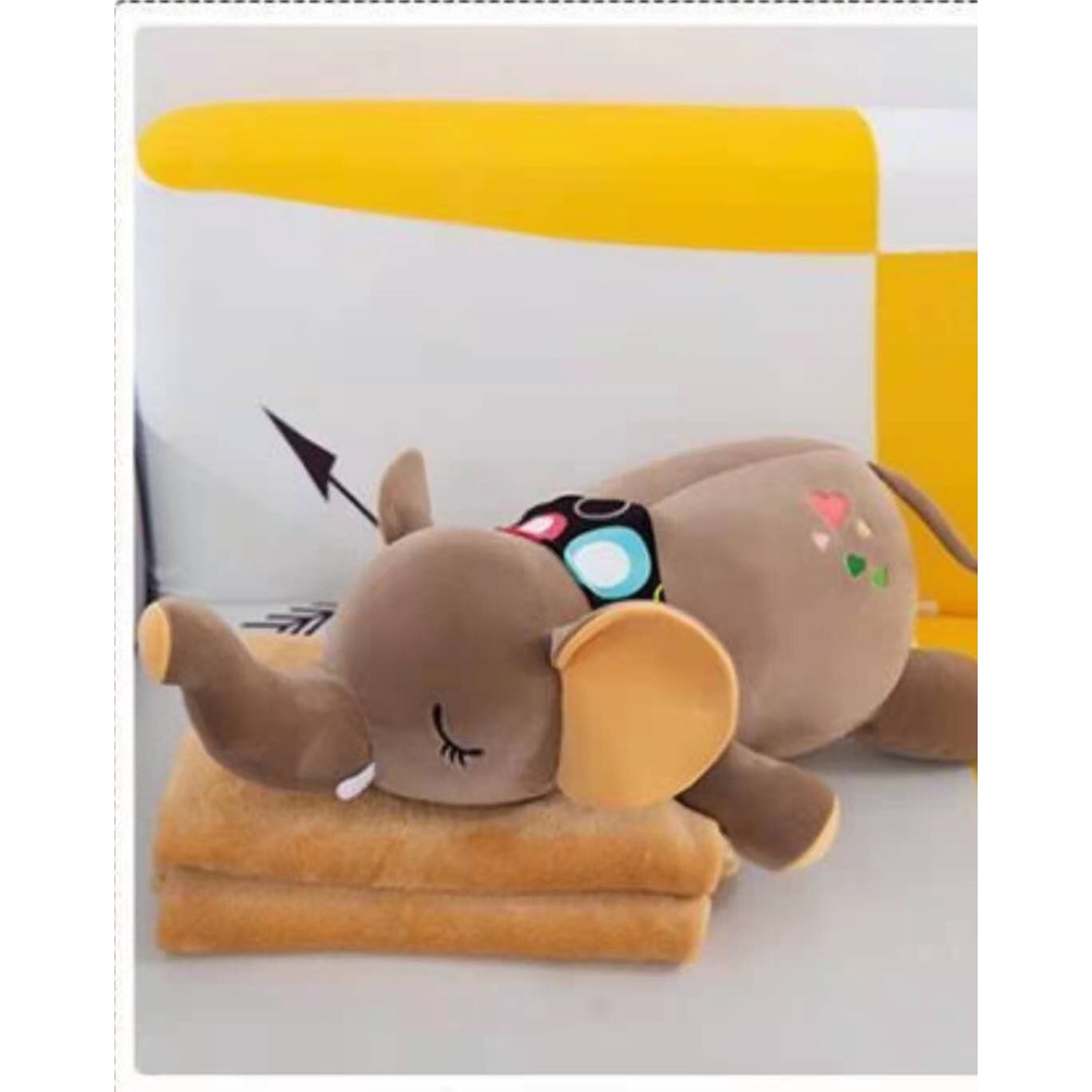 Bộ chăn gối siêu tiện ích Voi xinh Fhome