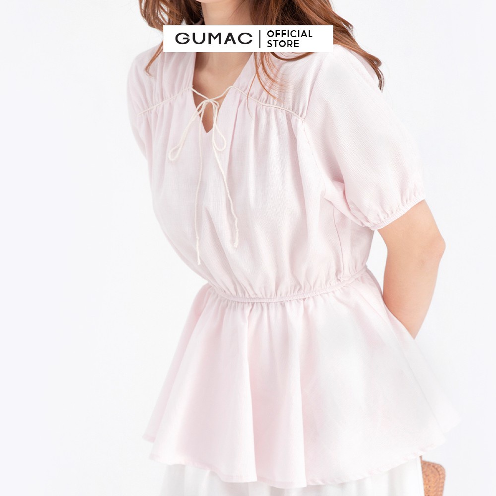 [Mã WABRGUM giảm 10% tối đa 30K đơn 99K] Áo kiểu nữ cổ V eo chun GUMAC AB678