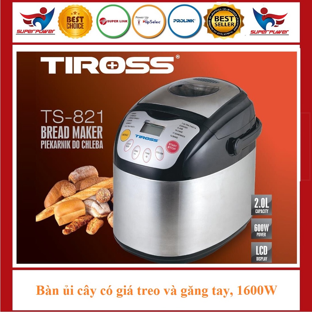 [Mã 254ELSALE giảm 7% đơn 300K] Máy làm bánh mỳ 12 chức năng 600w Tiross TS820