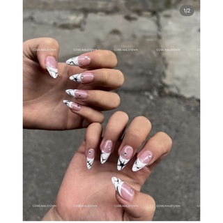 Mẫu nailbox móng úp french trắng tráng gương