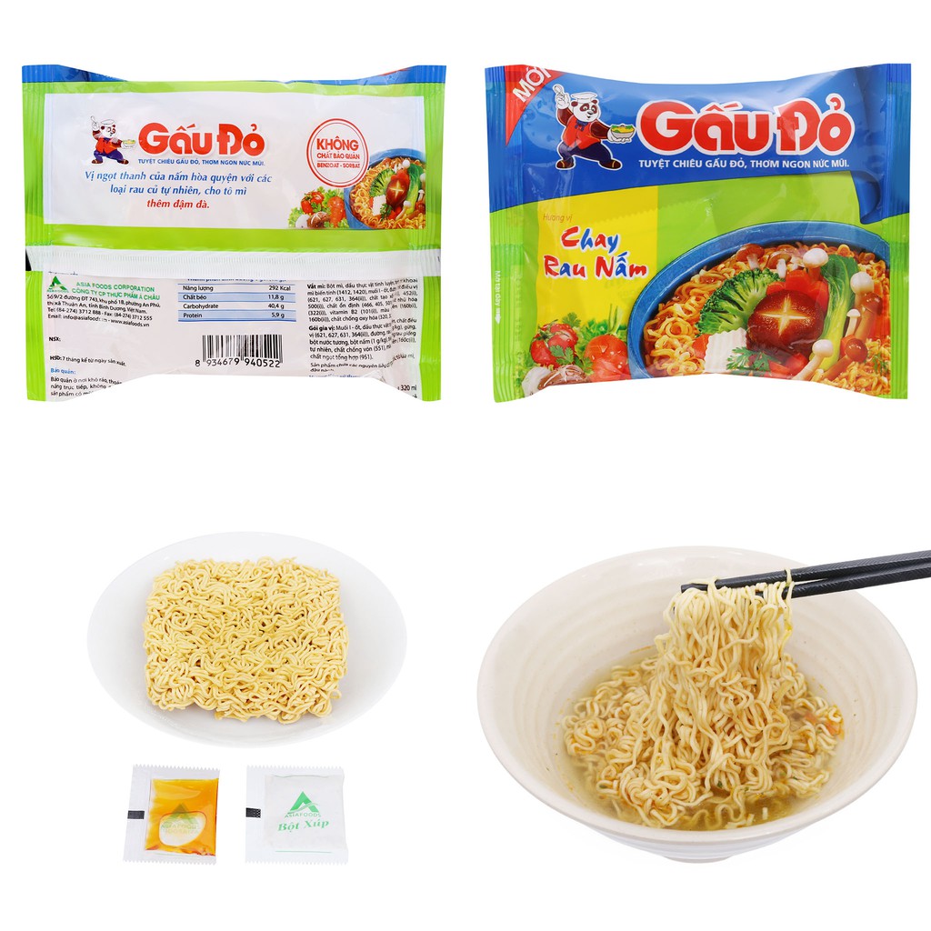 THÙNG MÌ ĂN LIỀN GẤU ĐỎ ĐỦ VỊ 30 GÓI x 63G | BigBuy360 - bigbuy360.vn