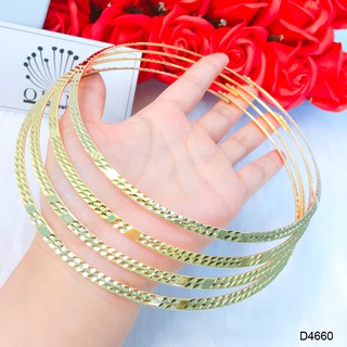 Kiềng cổ, kiềng cứng dạng dẹp khắc hoa văn thiết kế cao cấp Orin D4660