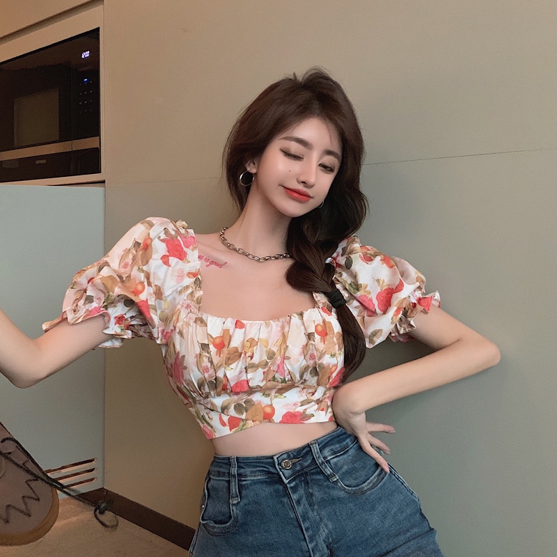 Áo Trễ Vai Cổ Yếm Tay Phồng Thời Trang Mùa Hè Dành Cho Nữ