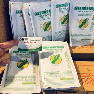 ❤️Combo 10 đôi Găng tay y tế phẫu thuật tiệt trùng merufa 6.5 7.0 75,Găng tay y tế phẫu thuật vô trùng tiệt trùng Merufa