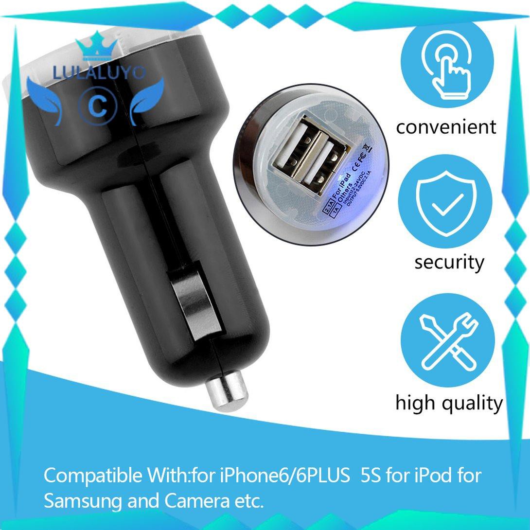 Bộ Sạc Trên Xe Hơi 2 Cổng Usb Cho Iphone6 / 6plus 5s Ipod