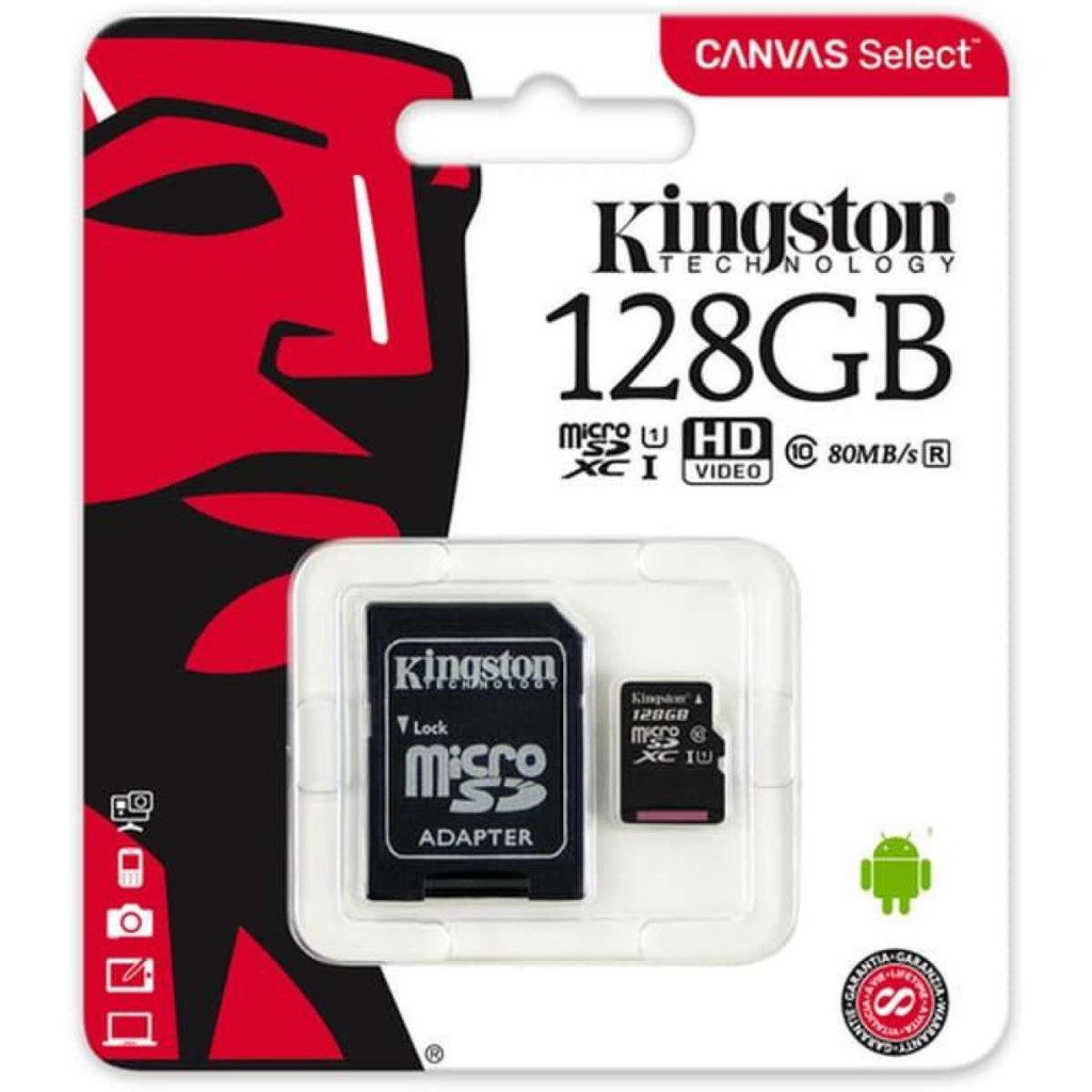 Thẻ nhớ Kingston 128GB tốc độ cao up to 80MB/s Micro SD Class 10 -Kèm Adapter Thẻ Nhớ
