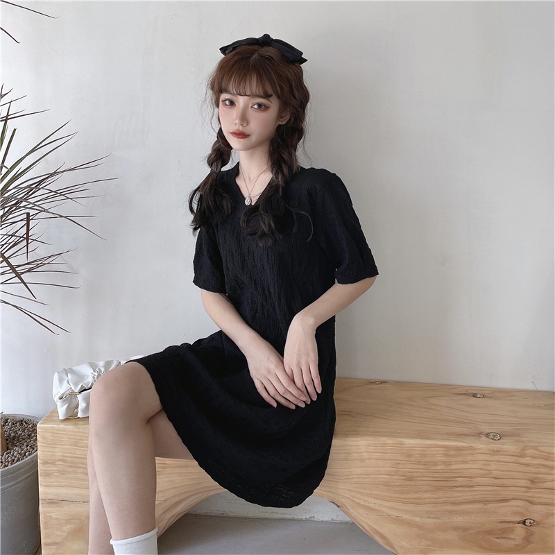 Đầm Perty cổ chữ V tay ngắn thời trang Hàn Quốc cho nữ