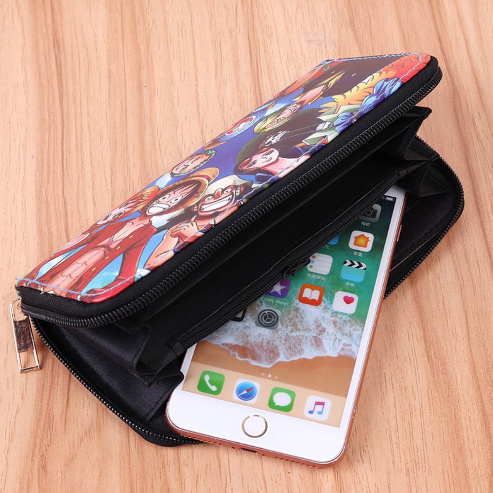 Ví Da PU Dài Cầm Tay In Hoạt Hình One Piece Đựng Điện Thoại Chìa Khóa