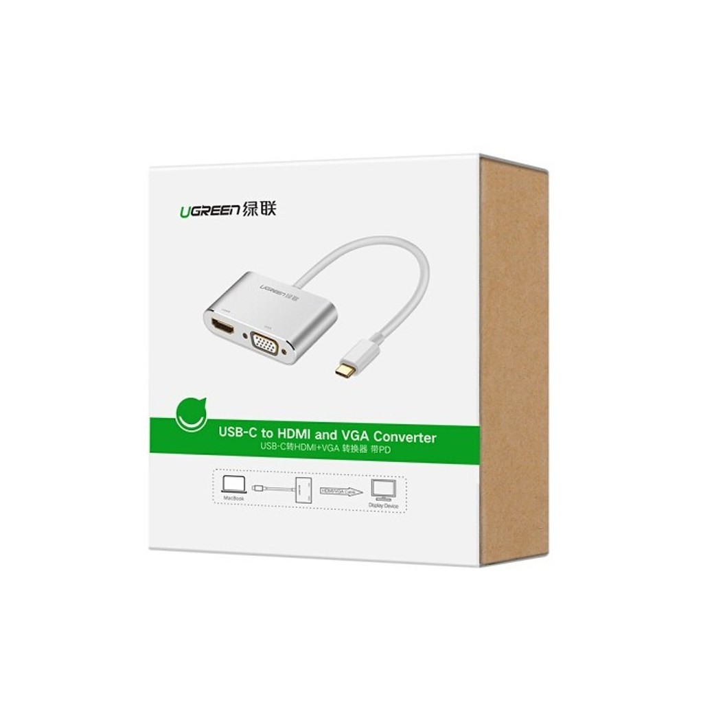 Cáp chuyển USB Type C To HDMI và VGA Chính hãng Ugreen 50317