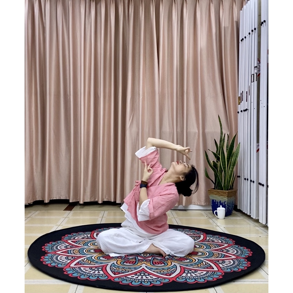 Bộ đồ đi lễ chùa Thiền Chay, trang phục ngồi thiền và tập yoga vải đũi mềm 2 lớp cổ chéo