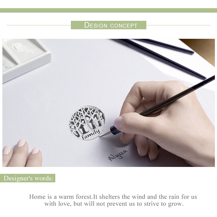 Hạt phụ kiện Bamoer bạc 925 hình cây sự sống trang trí vòng tay Diy thời trang