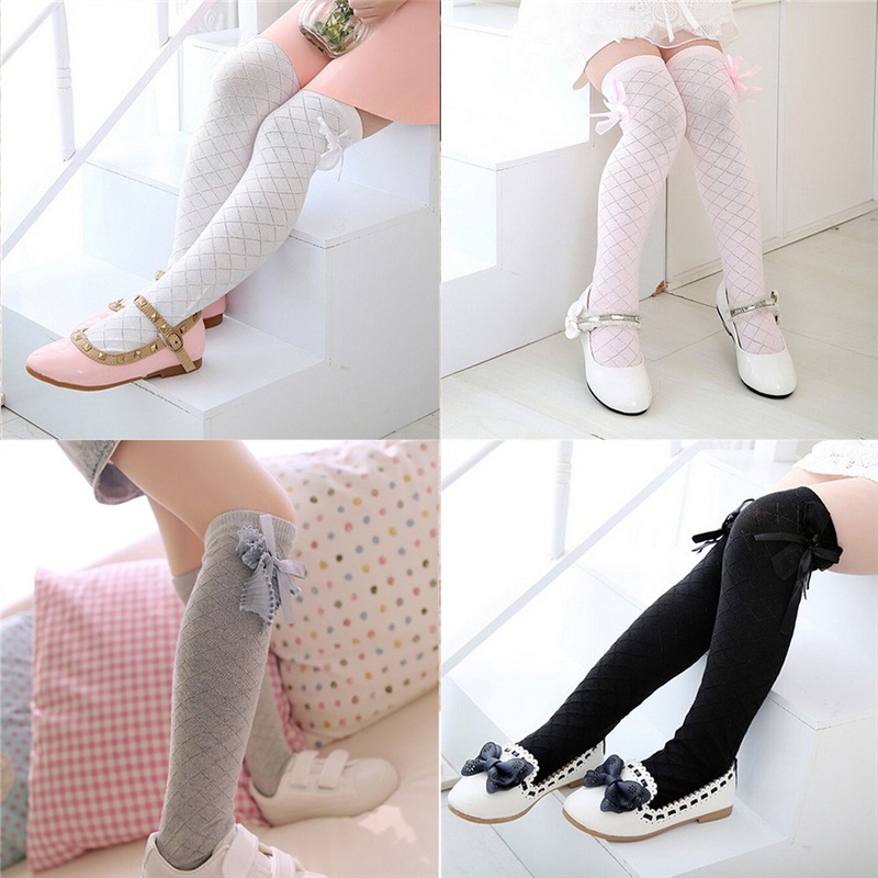 Yun♪Tất Thể Thao Cổ Cao Chất Cotton Hoạ Tiết Kẻ Sọc Cho Bé