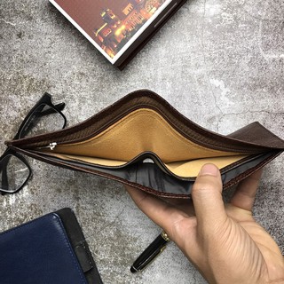 Ví Da Nam Da Bò Thật H2Wallet 100% Đốt Không Cháy ( Dáng Ngang )