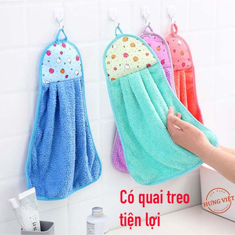 Khăn lau tay đa năng, có quai treo tiện dụng, dùng trong nhà bếp, nhà tắm [KHĂN TREO]