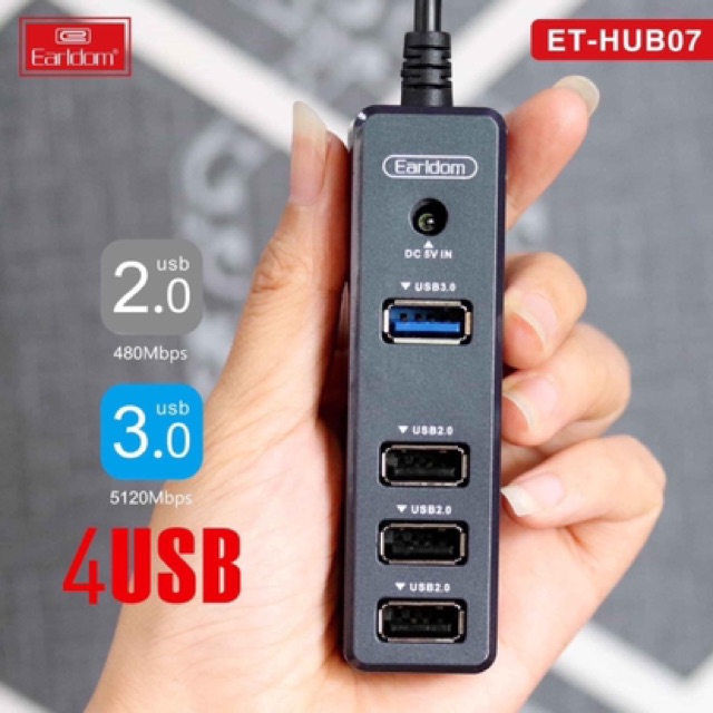 Bộ HUB chia cổng USB - Hãng Earldom HUB-07 -BH 6 THÁNG